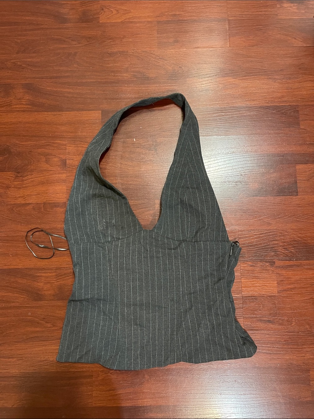 Zara Dark Gray Pinstripe Halter Top